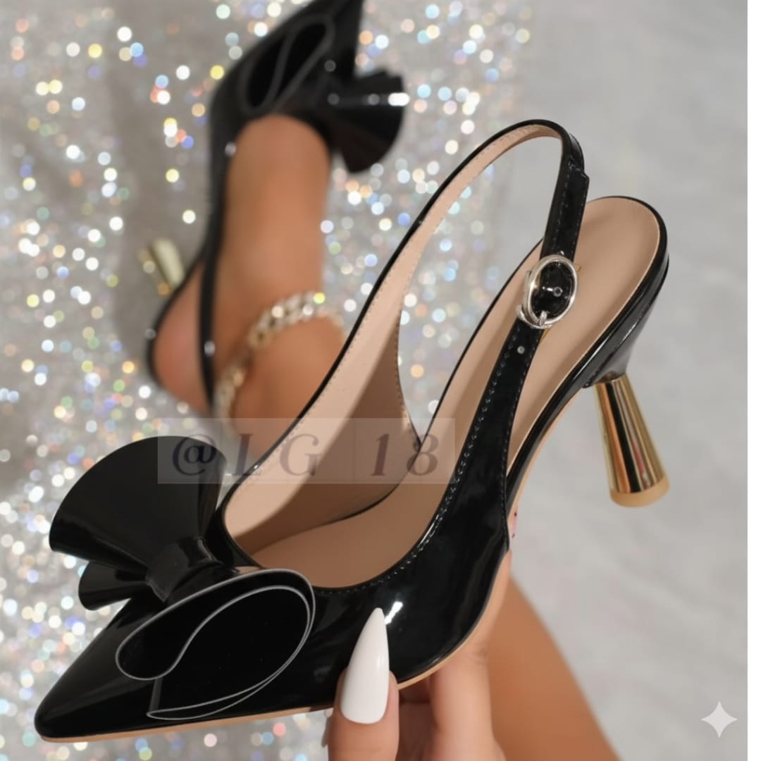✨ Bow Slingback Stiletto Heels (Gloss Finish)
